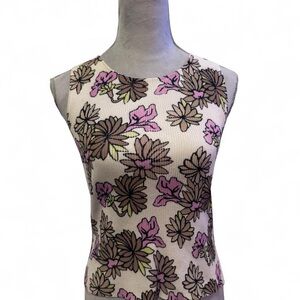 Vintage Liz Claiborne Floral Sleeveless Top - Pink and Brown